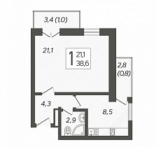 1-комнатная квартира 38,6 м2 ЖК «Летний»