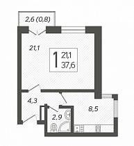 1-комнатная квартира 37,6 м2 ЖК «Летний»