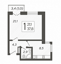 1-комнатная квартира 37,8 м2 ЖК «Летний»