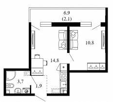 1-комнатная квартира 33.3 м2 ЖК «Лестория»